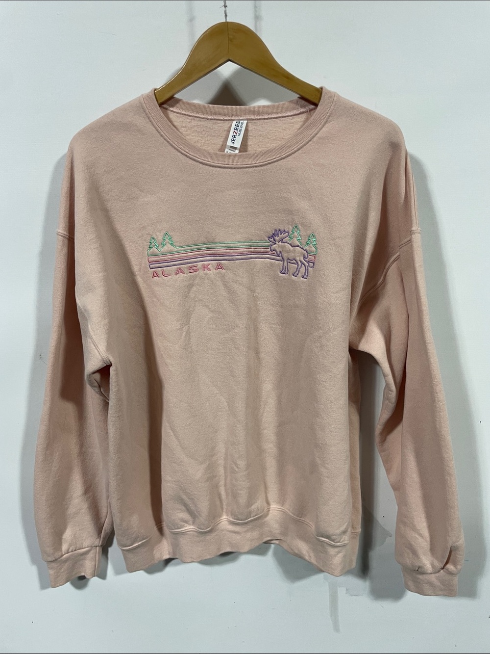 Alaska Embroidered Crewneck Sweatshirt - Blush Pink